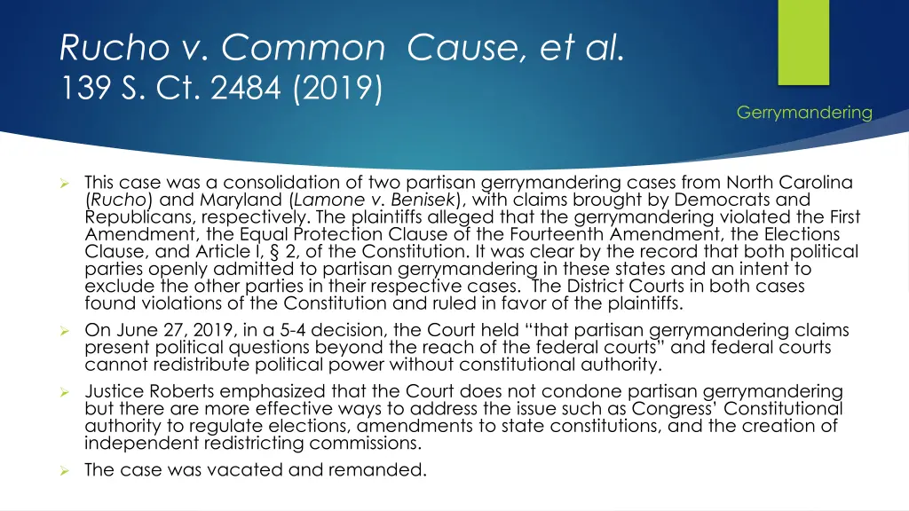 rucho v common cause et al 139 s ct 2484 2019