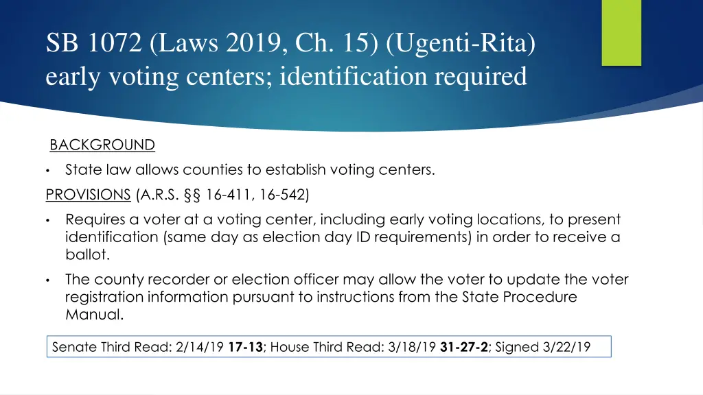 sb 1072 laws 2019 ch 15 ugenti rita early voting