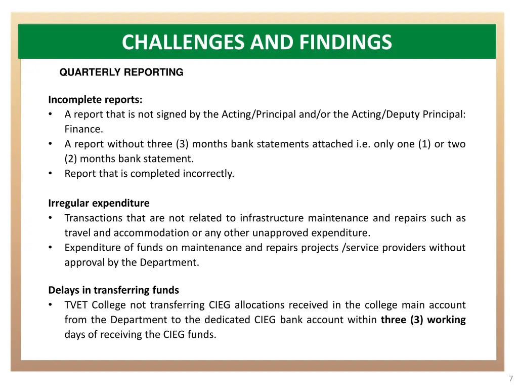 challenges and findings