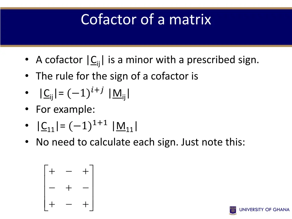 cofactor of a matrix