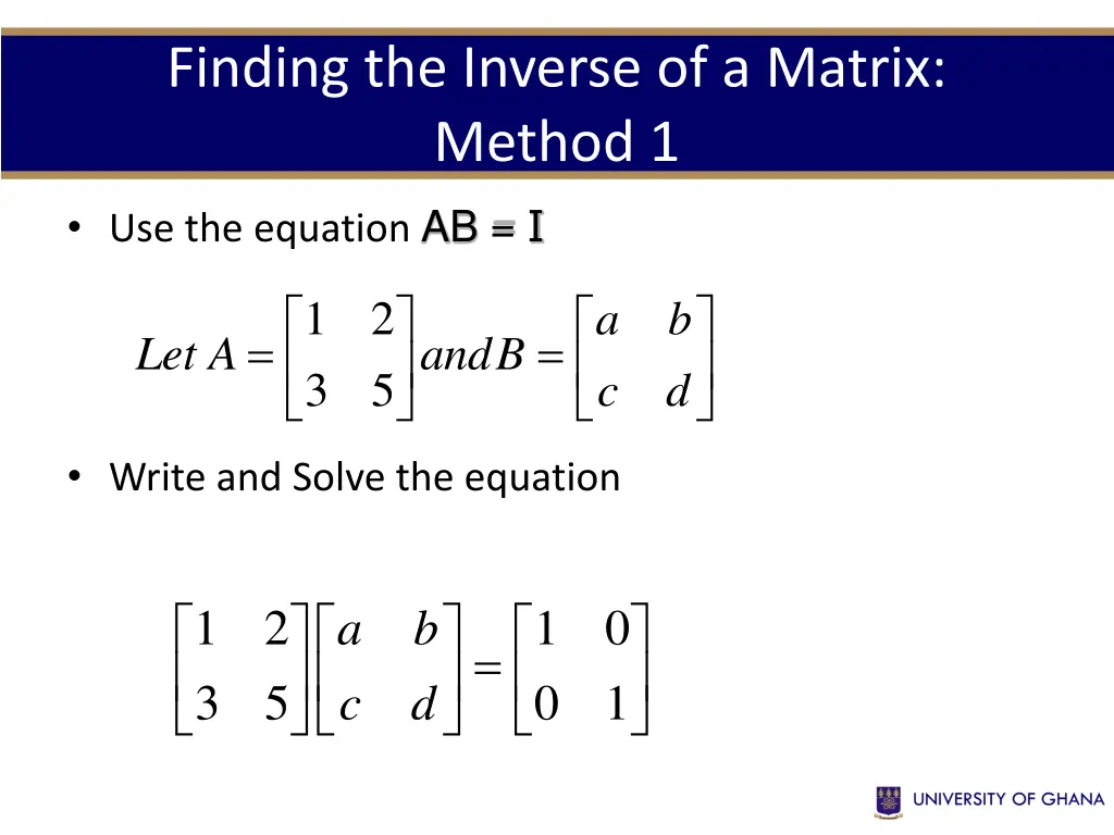 finding the inverse of a matrix method 1