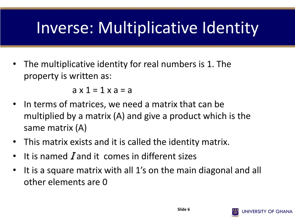 inverse multiplicative identity