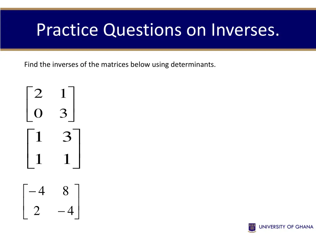 practice questions on inverses