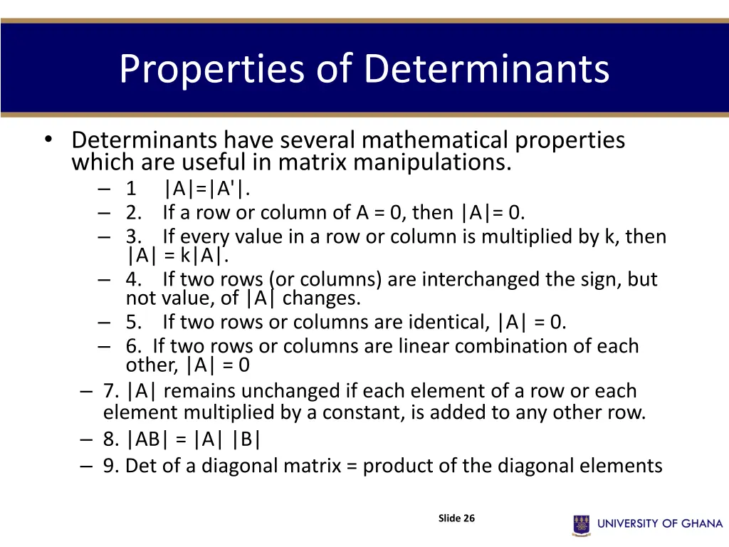 properties of determinants