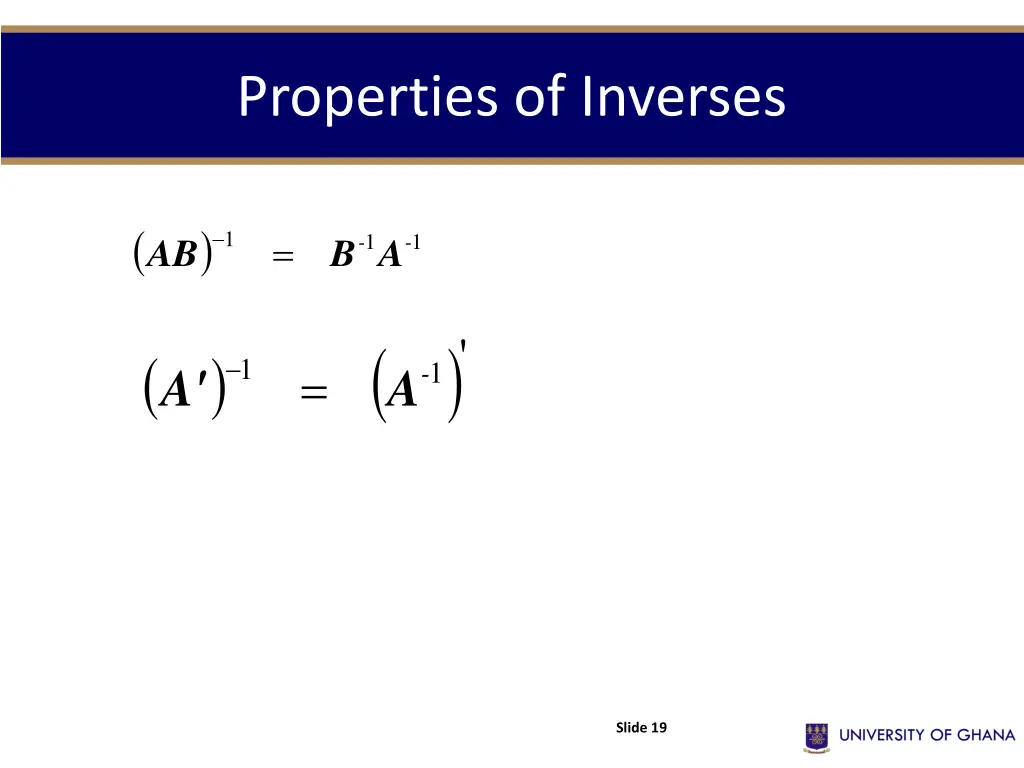 properties of inverses
