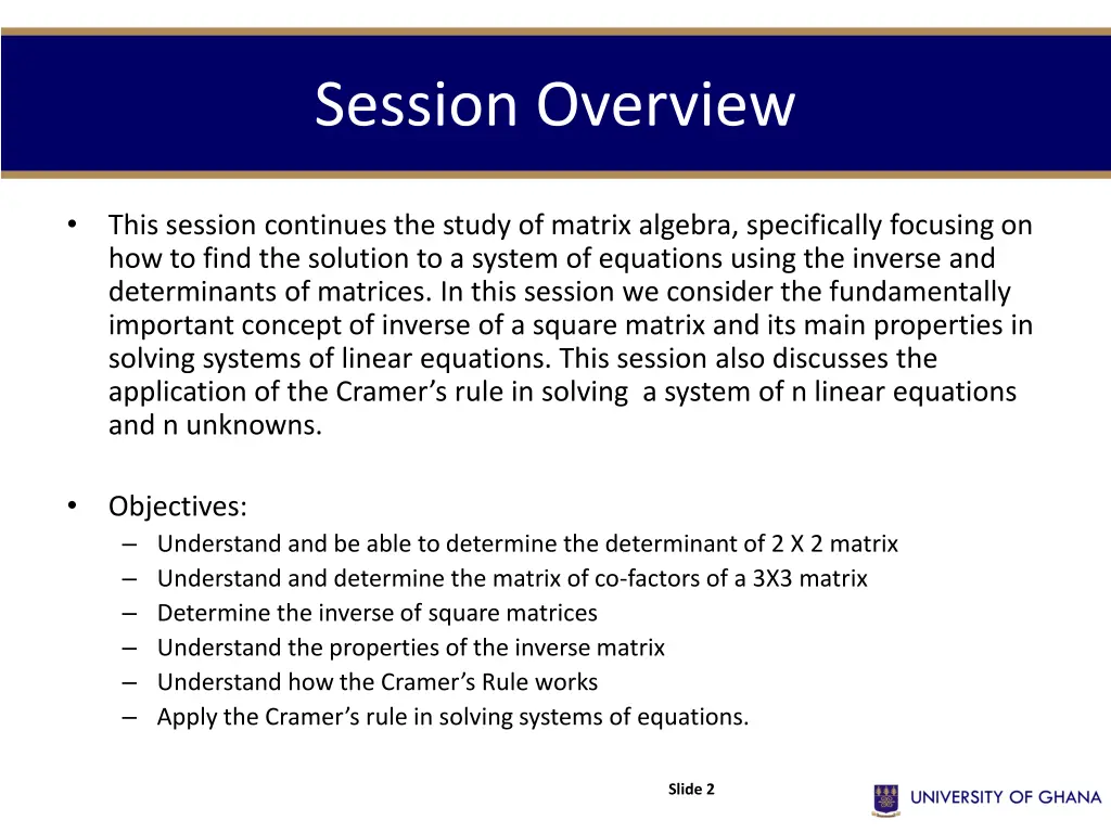 session overview