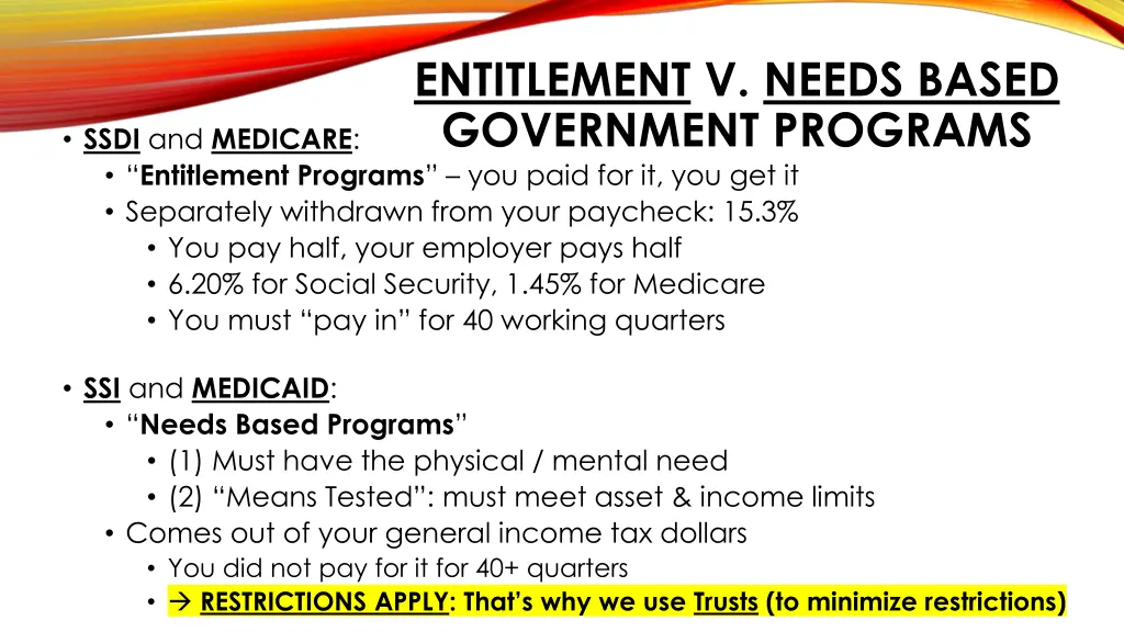 entitlement v needs based government programs