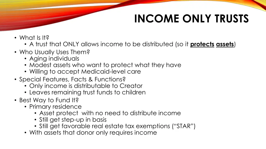 income only trusts