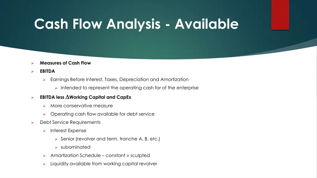 cash flow analysis available