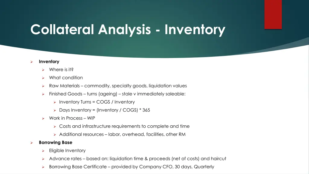 collateral analysis inventory