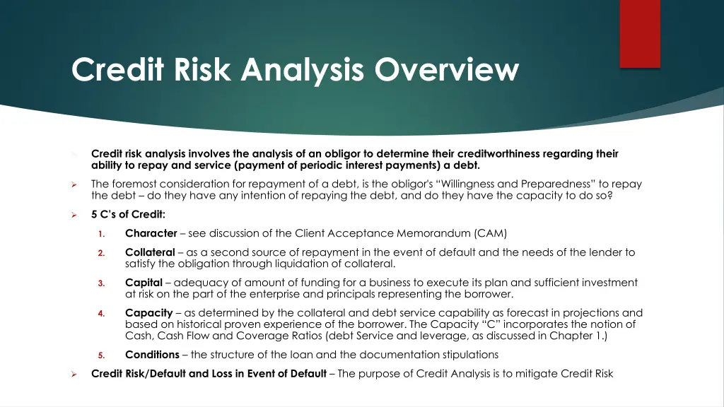 credit risk analysis overview