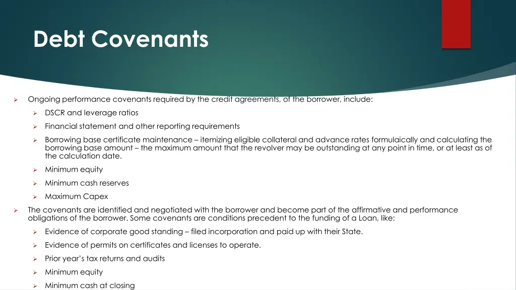 debt covenants