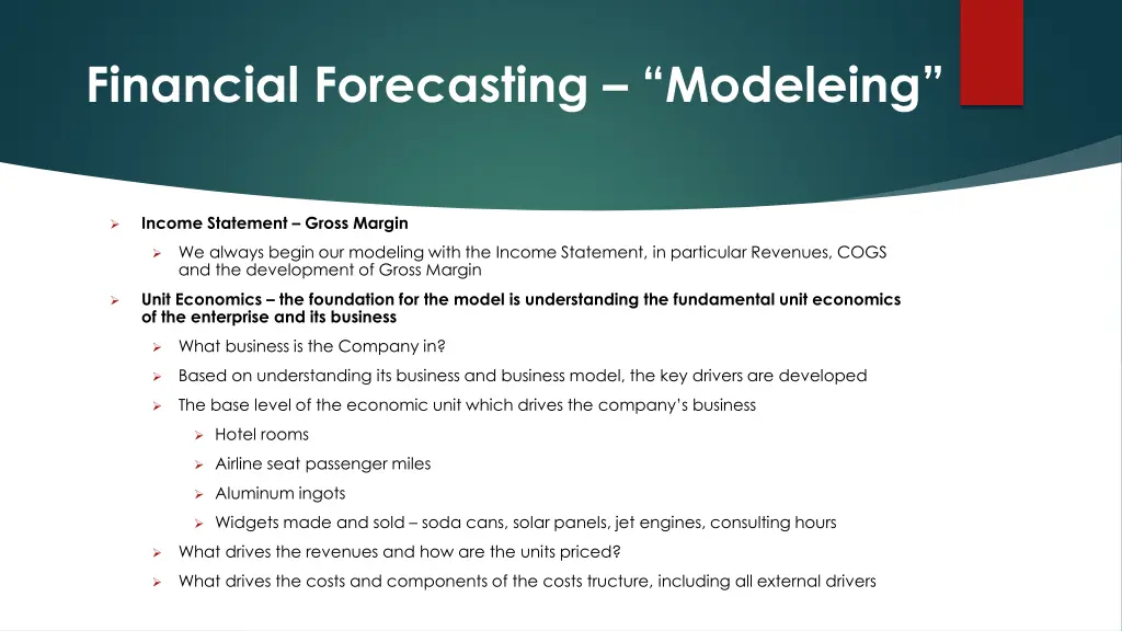 financial forecasting modeleing