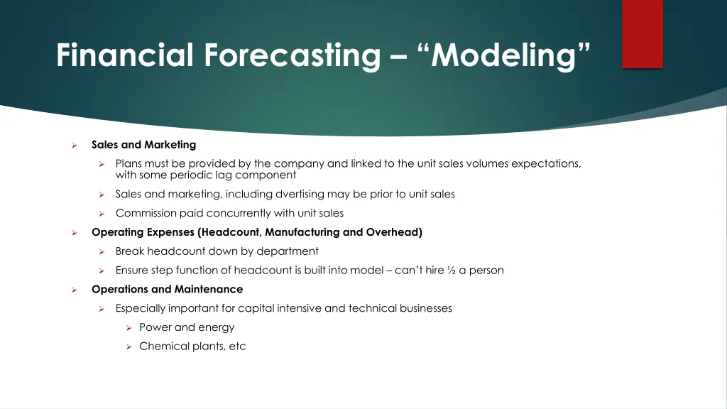 financial forecasting modeling
