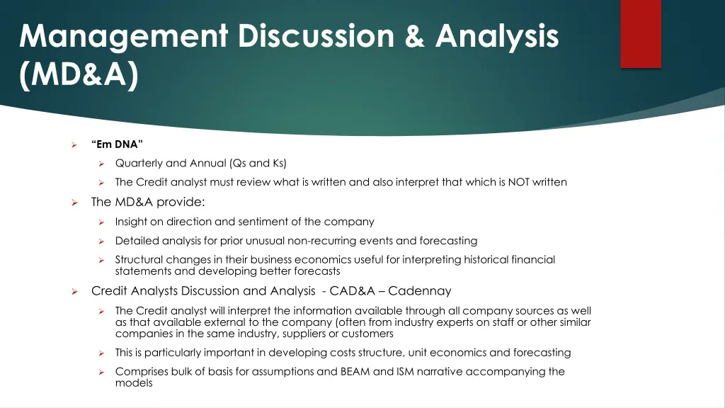 management discussion analysis md a