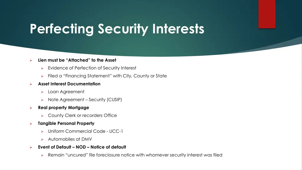 perfecting security interests