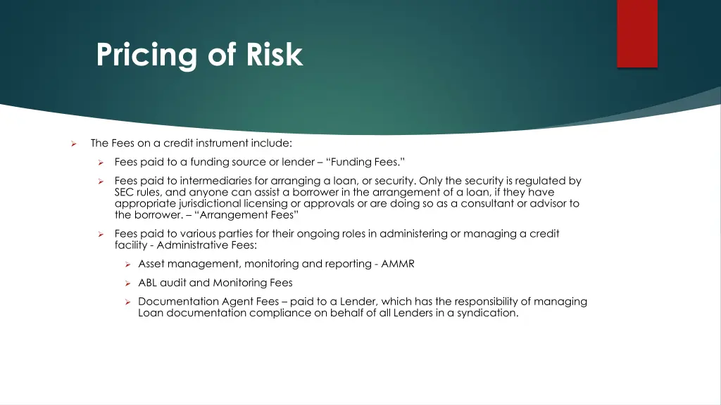 pricing of risk