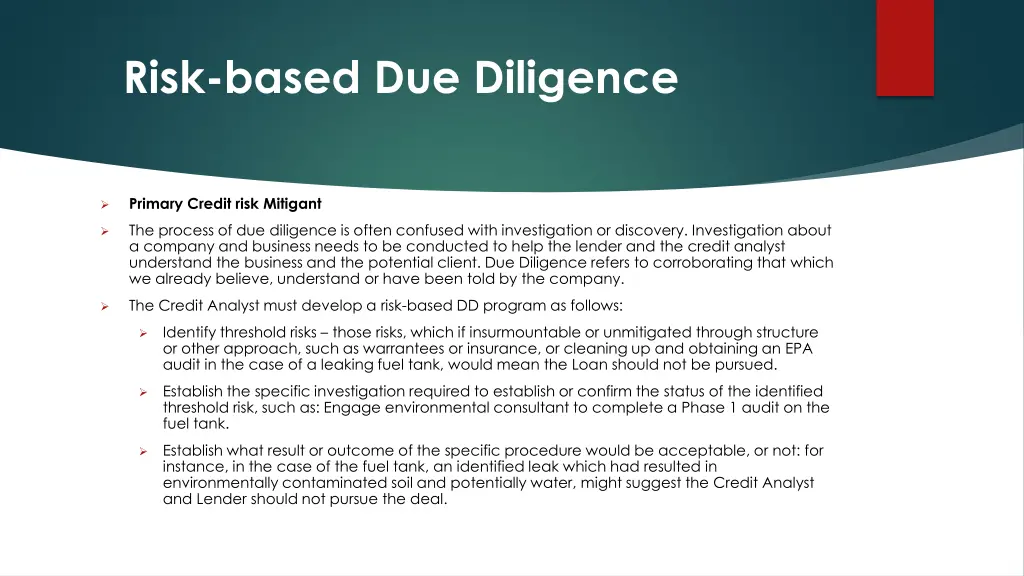 risk based due diligence