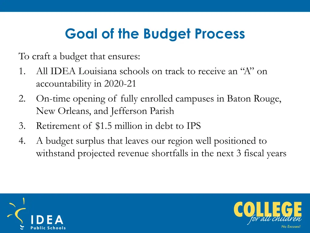 goal of the budget process
