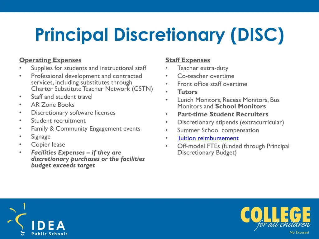 principal discretionary disc