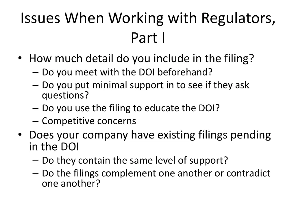 issues when working with regulators part