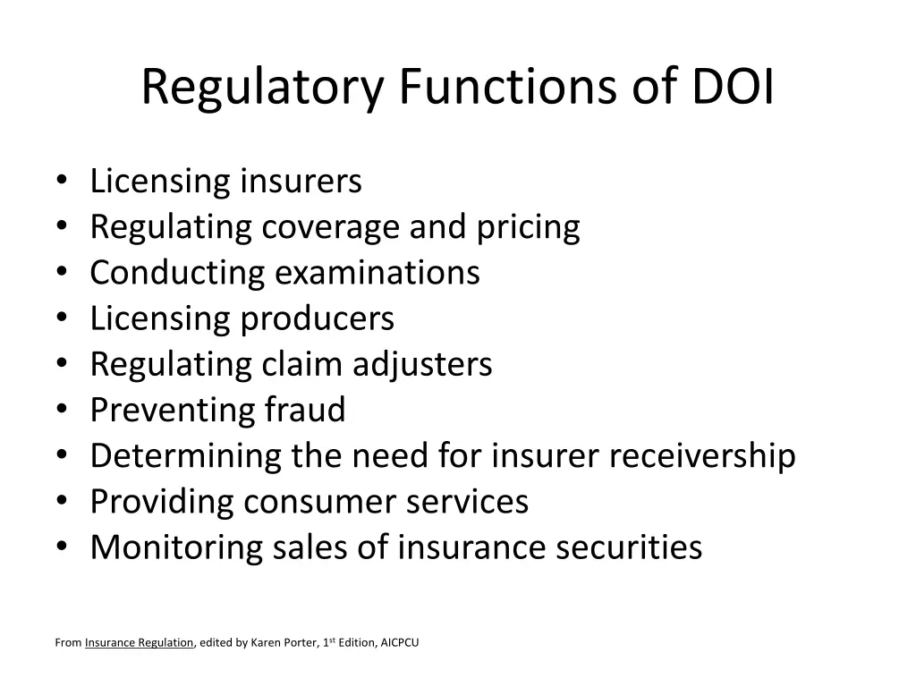 regulatory functions of doi