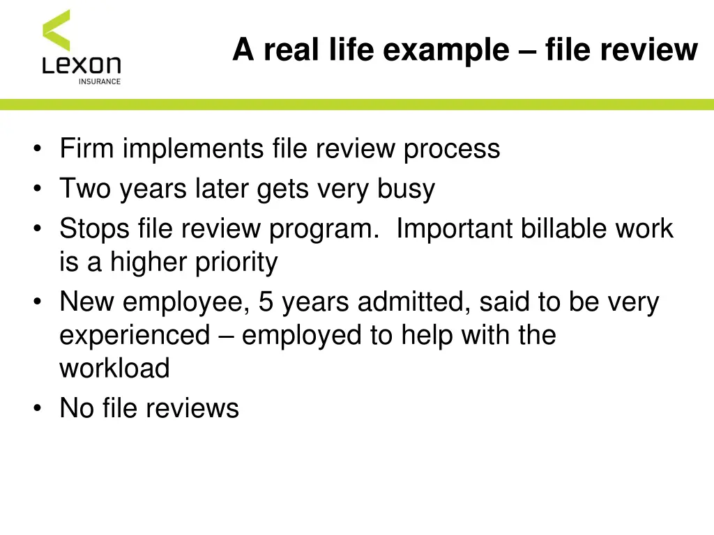 a real life example file review