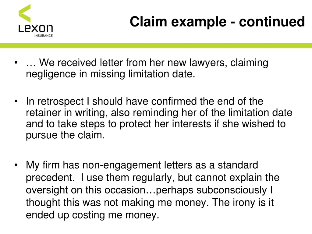 claim example continued
