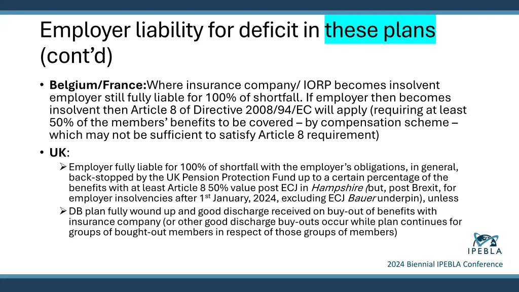 employer liability for deficit in these plans