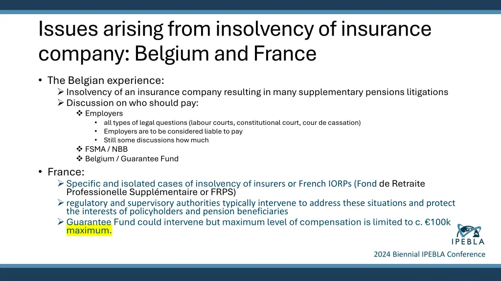 issues arising from insolvency of insurance
