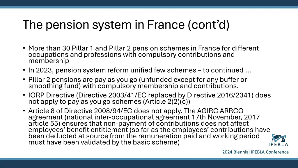 the pension system in france cont d