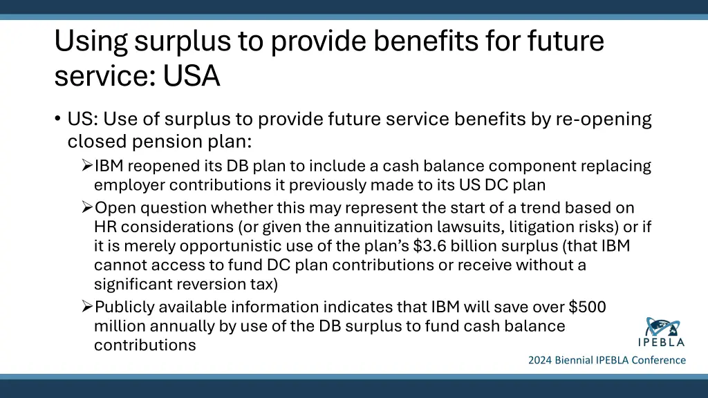 using surplus to provide benefits for future 2