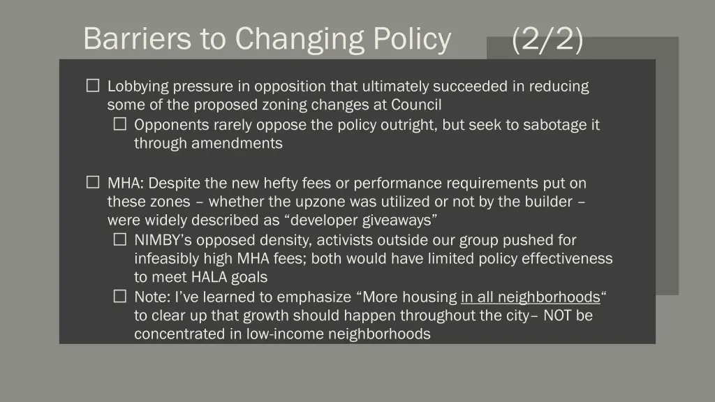 barriers to changing policy 1