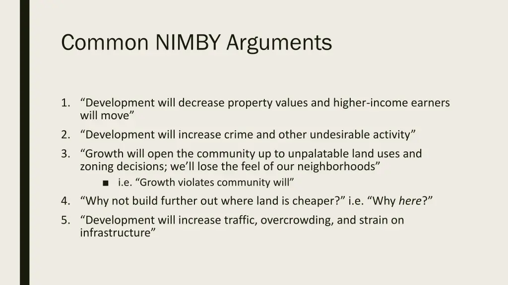 common nimby arguments