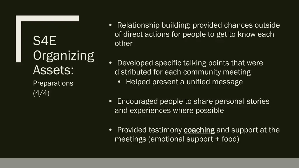 relationship building provided chances outside