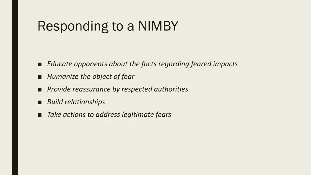 responding to a nimby