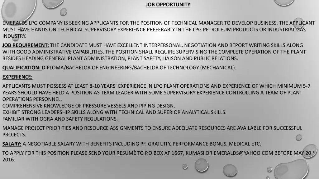 job opportunity