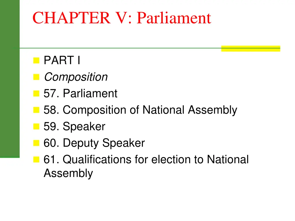 chapter v parliament