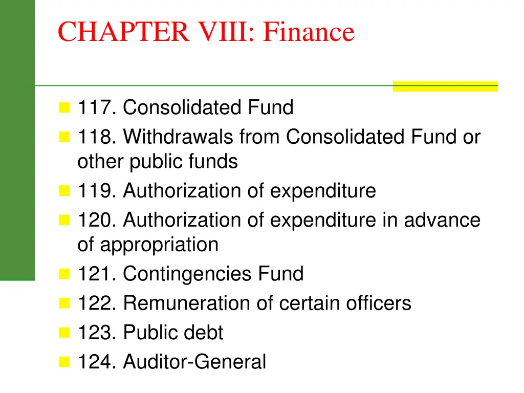 chapter viii finance
