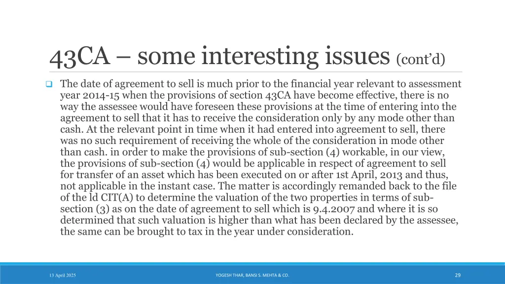 43ca some interesting issues cont d