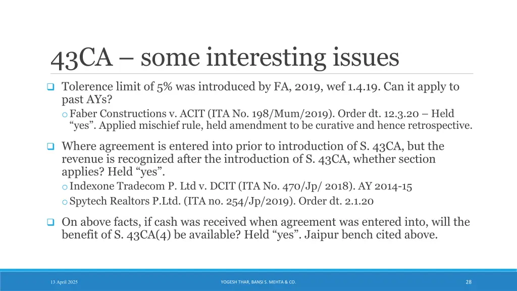 43ca some interesting issues