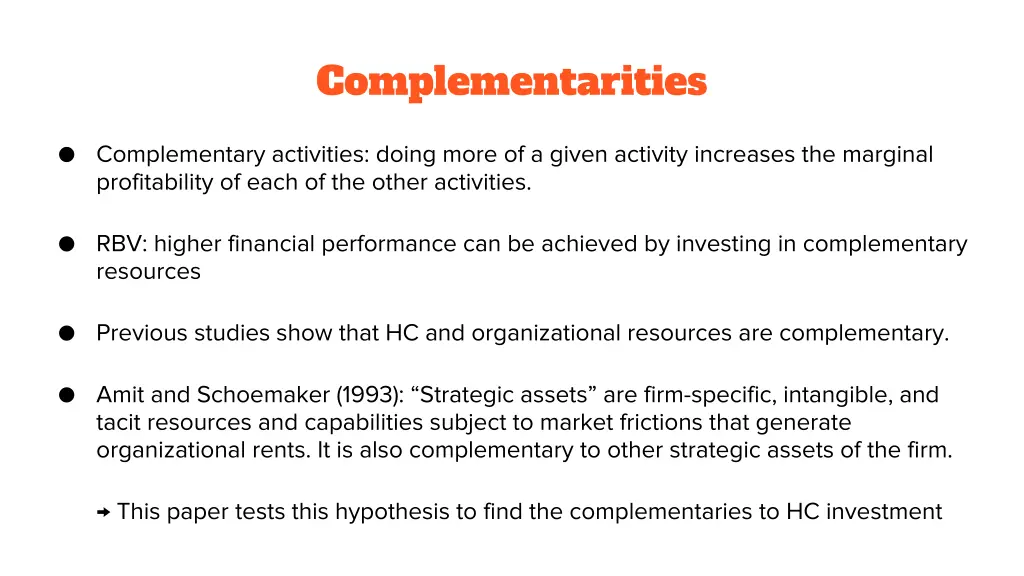 complementarities