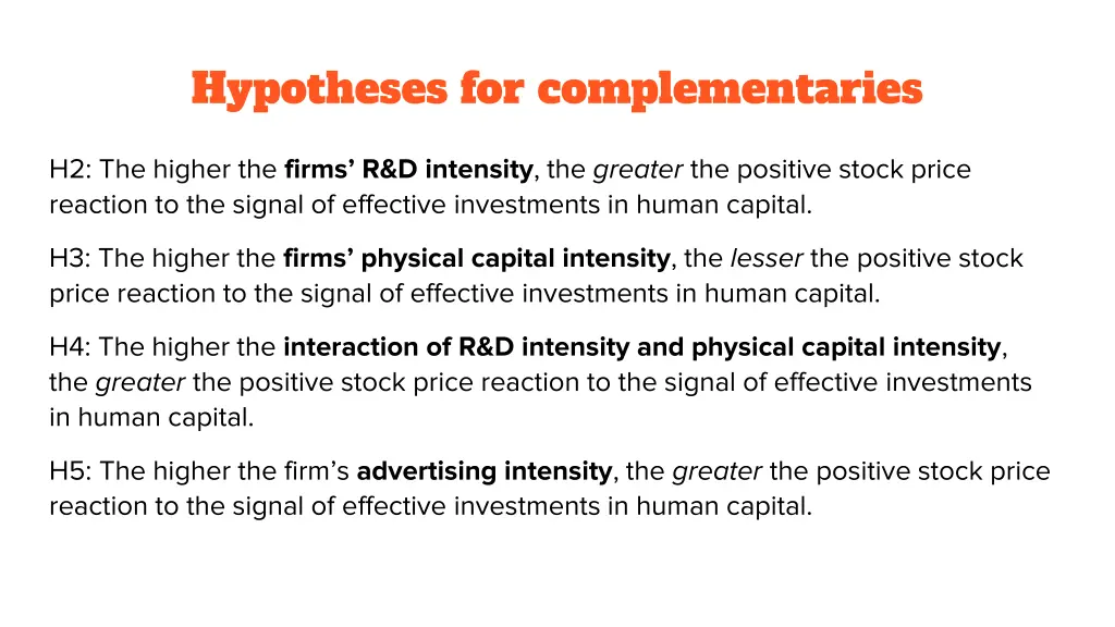 hypotheses for complementaries