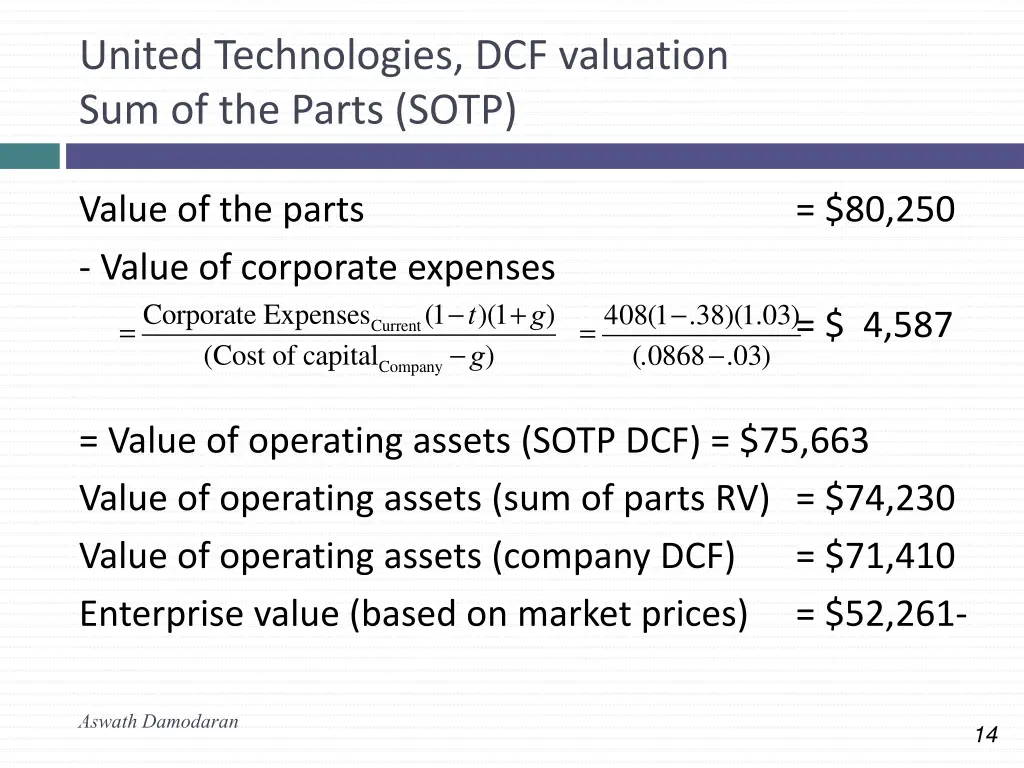 united technologies dcf valuation
