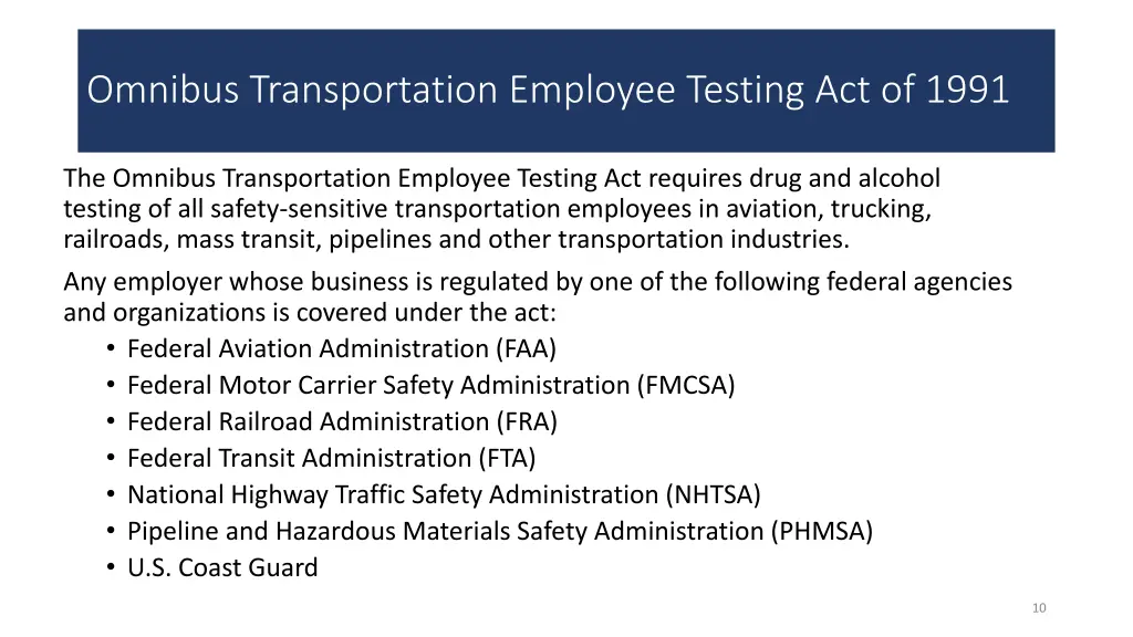 omnibus transportation employee testing