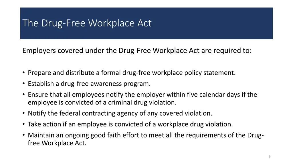 the drug free workplace act 1