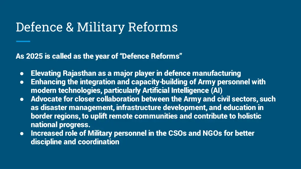 defence military reforms