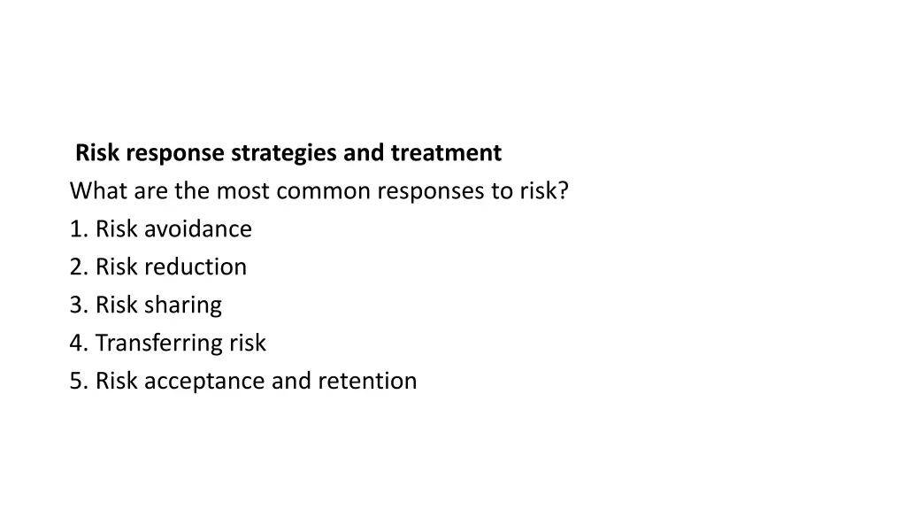 risk response strategies and treatment what