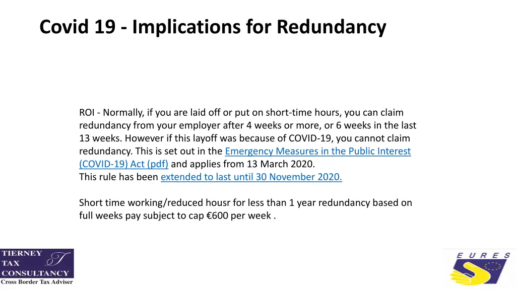 covid 19 implications for redundancy