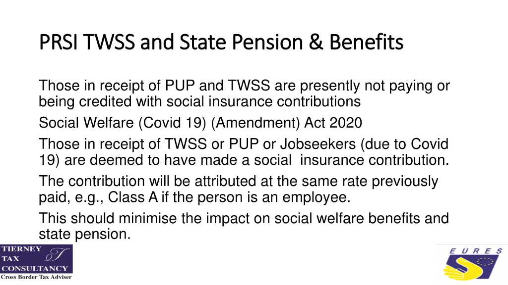 prsi twss and state pension benefits prsi twss